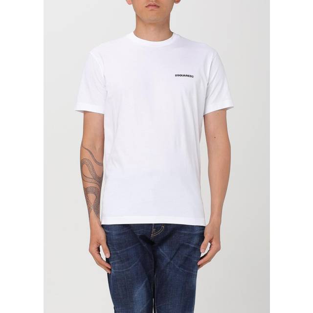 Dsquared2, T-Shirts, male, White, L, Milan Print Cotton T-shirt