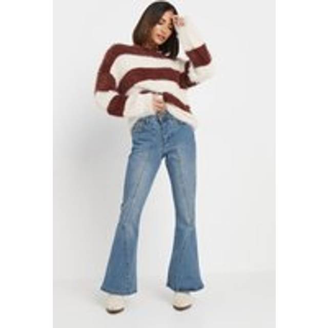 Pixiegirl Petite Light Blue Twisted Seam Flared Jeans 14 Pixiegirl | Petite Women's Flared Jeans