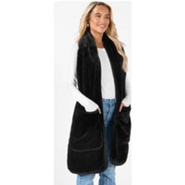 OHS Faux Fur Pocket Scarf - Black