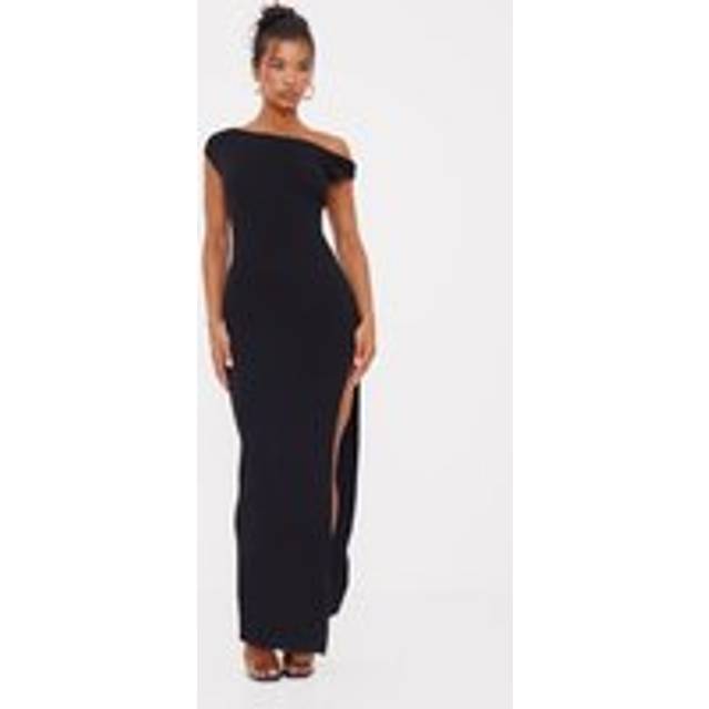 Black Fine Knit Twist Neck Maxi Dress, Black - L
