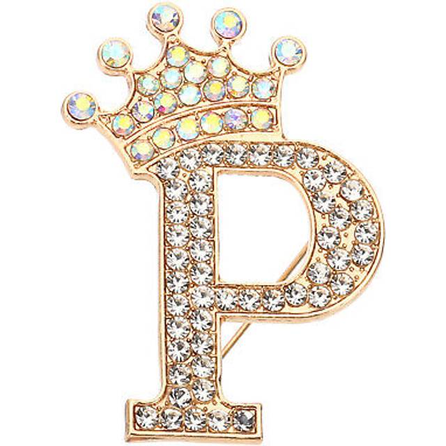 Letter brooch pins, alphabet p lapel badges pin, gold tone