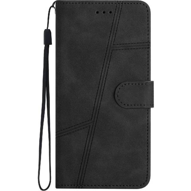 (Black) Flip Case for Samsung Galaxy A55 5g Wrist Strap Full Protection Card Slots Holder Magnetic Flip Folio Wallet Pu Leather