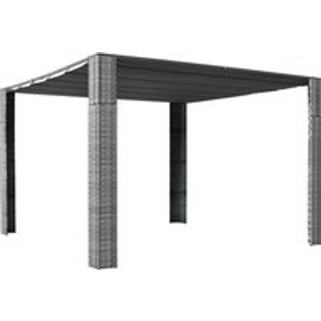 Gazebo with Roof Poly Rattan 300x300x200 cm Grey and Anthracite - Black - One Size