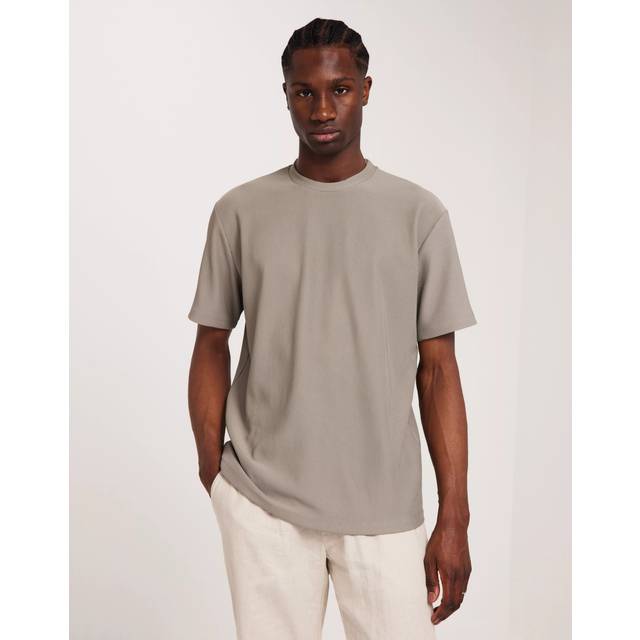 Selected Homme Slhrelax-Plisse Tee Ex T-Shirts & Linnen Beige