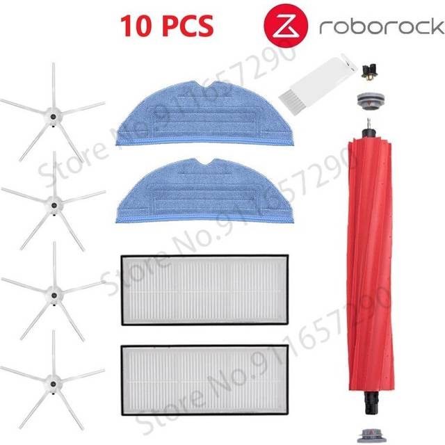 (White 10pcs) Roborock S7 S70 S75 S7Max s7MaxV T7S Plus Main Brush Hepa Filter Mops