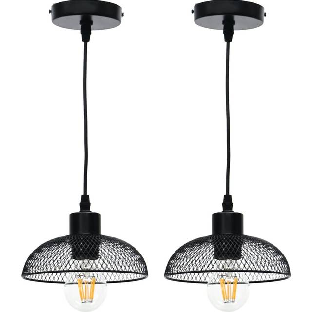Set of 2 Cassidy - Small Black Mesh Ceiling Pendant Lights