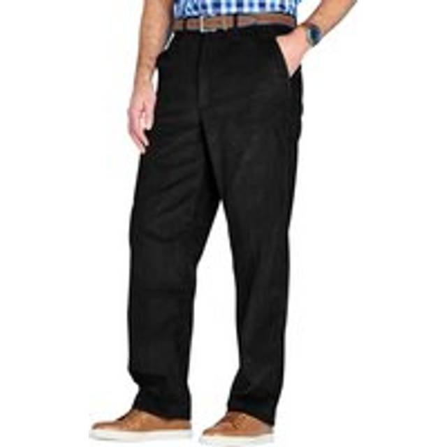 Cotton Corduroy Trousers with Hidden Extra Waistband - Black - 32S