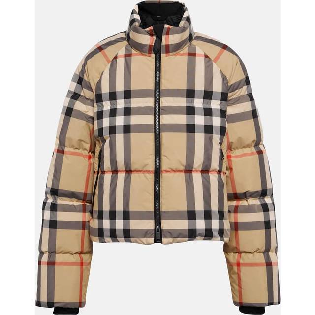 Burberry Cropped Check Puffer Jacket - Archive Beige - XS