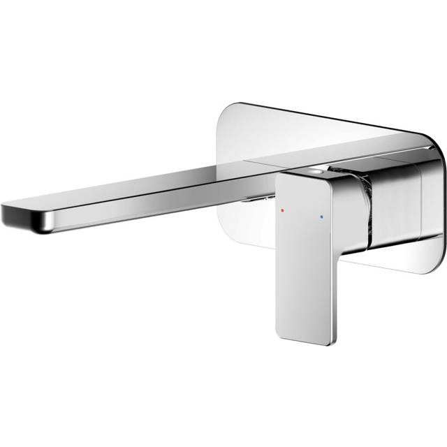 Square Wall Mount 2 Tap Hole Basin Mixer Tap & Back Plate - Chrome