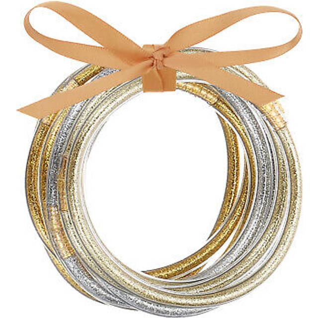 Glitter bangles bracelets 9pcs silicone bracelets , golden silver dark golden