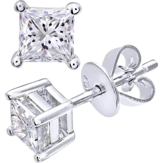 18ct white gold 0.45cm height earrings 0.75ct princess cut diamonds by naava