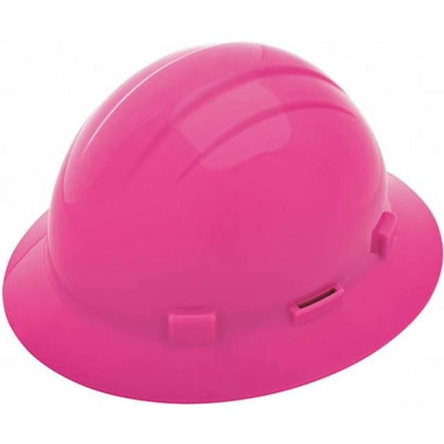 ERB Safety Products 19299 Americana Full Brim Hard Hat  Ratchet  High Density Polyethylene  658  HiVis Pink