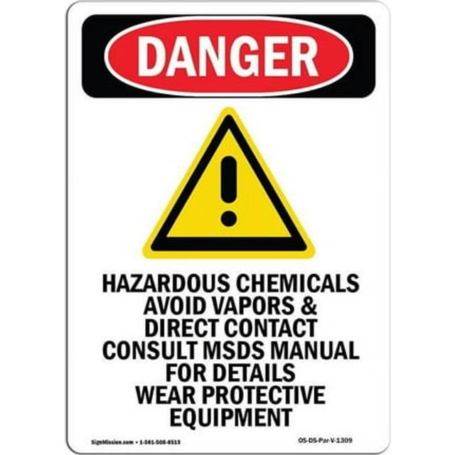 SignMission OS-DS-A-710-V-1309 7 x 10 in. OSHA Danger Sign - Hazardous Chemicals