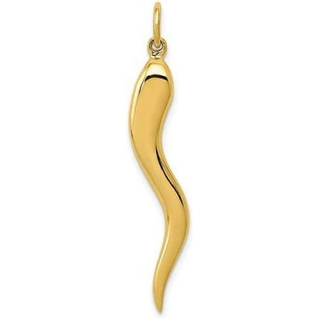 5 x 40 mm 14K Yellow Gold Large Italian Horn Charm