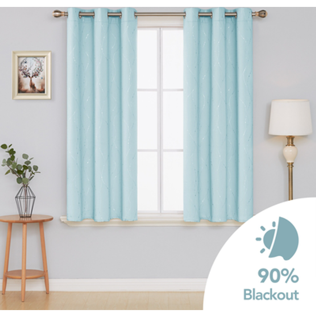 Deconovo Short Blackout Curtains for Living Room  54 Inch Long  Set of 2 - Energy Efficient Curtains  Light Blocking Window Panels 42 x 54 Inch  Sky B