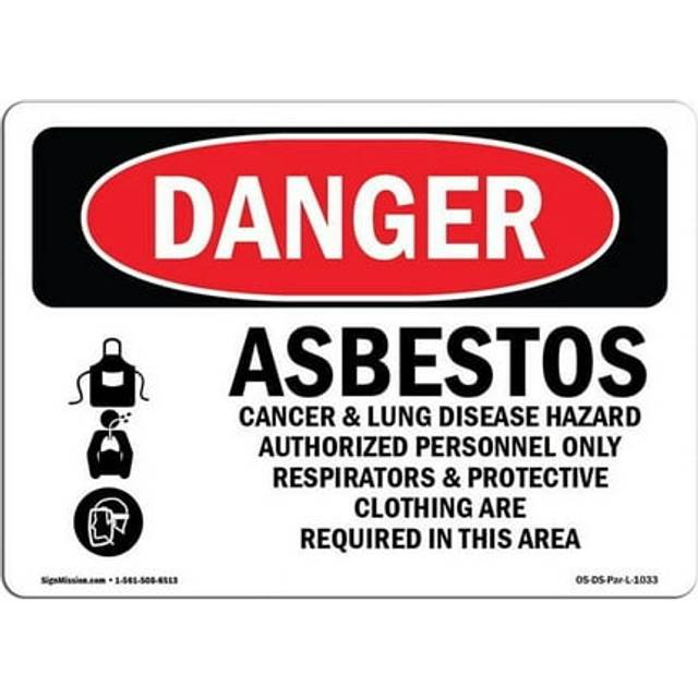 SignMission OS-DS-A-1014-L-1033 10 x 14 in. OSHA Danger Sign - Asbestos Cancer & Lung Disease Hazard