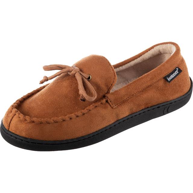 isotoner Men's Slippers  Microsuede Moccasin Indoor/Outdoor House Shoes with Cooling Memory Foam and Skid Resistance