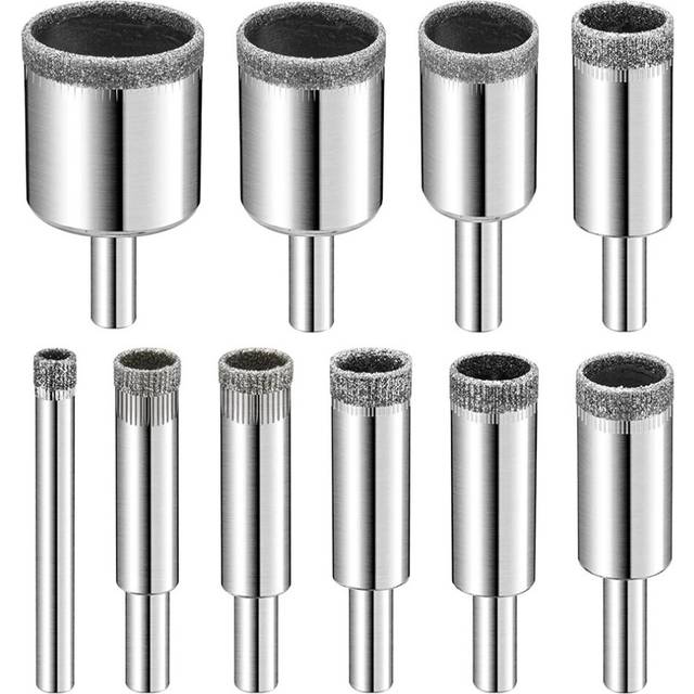 Diamond Drill Bits Set, 10 PCS Diamond Set, Glass Drill Bit for Ceramic Tile Porcelain Granite Bottles