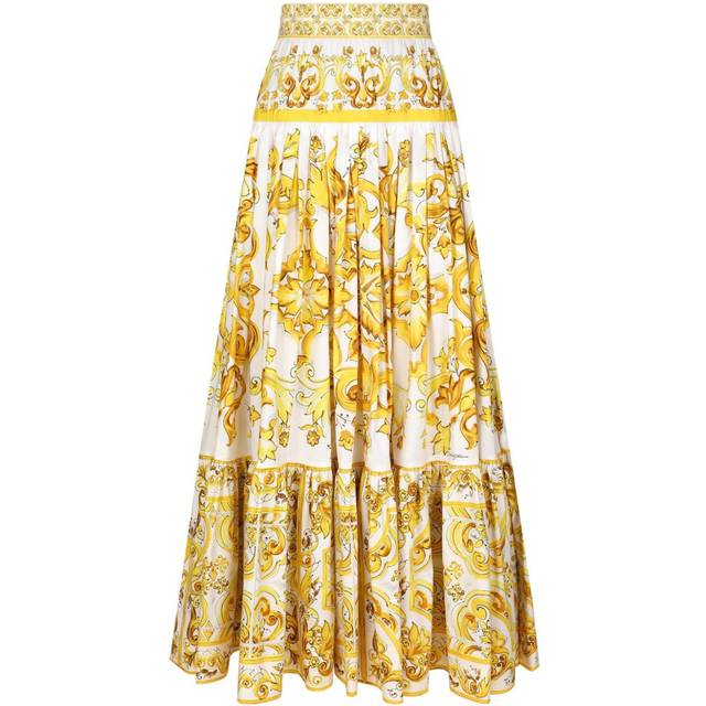 DOLCE AND GABBANA Majolica Maxi Skirt - Yellow