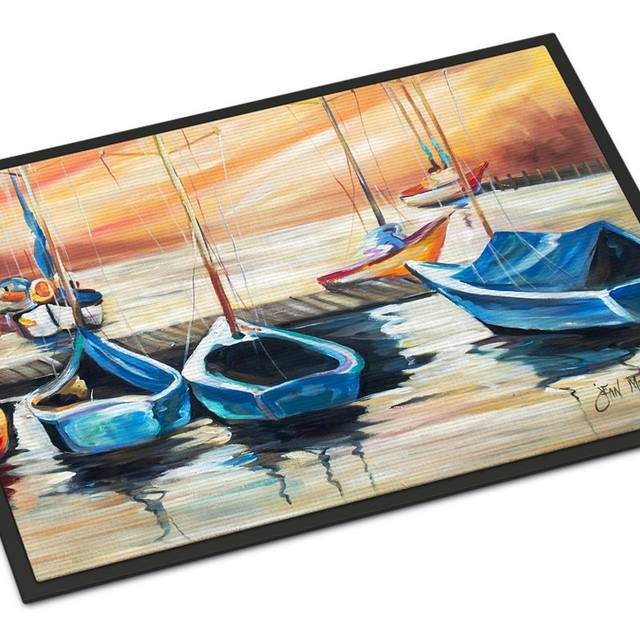 """""Caroline's Treasures Beach View with Sailboats Indoor or Outdoor Mat  24"""""""" x 36""""""""  Multicolor"""""