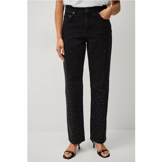Ellos Collection - Raka jeans med strasstenar - Svart