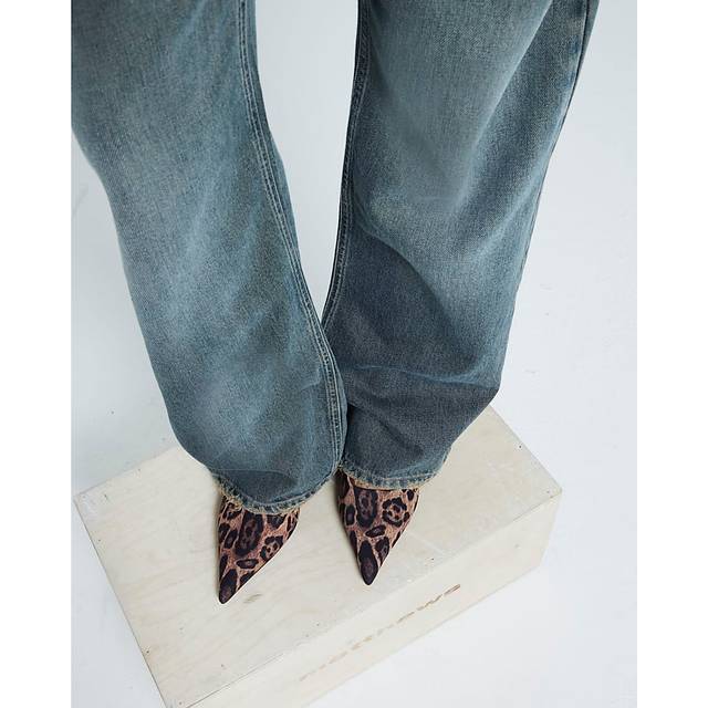 River Island Womens Brown Leopard Print Kitten Heeled Mule Shoes - 5