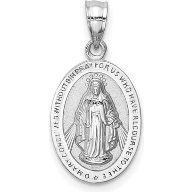 14K White Gold Polished Miraculous Medal Pendant