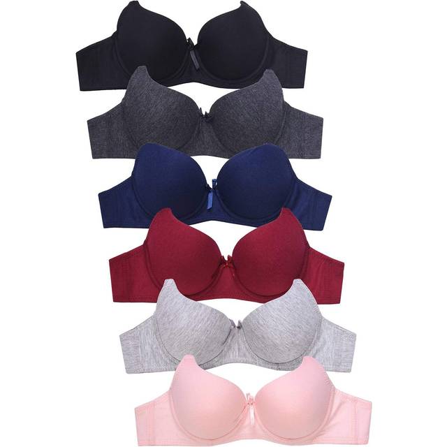 Mamia Womens Basic Plain Bras (Packs of 6) - Various Styles  058  36B