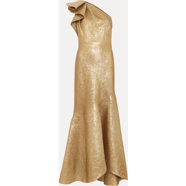Phase Eight Deniz One Shoulder Jacquard Maxi Dress, Gold