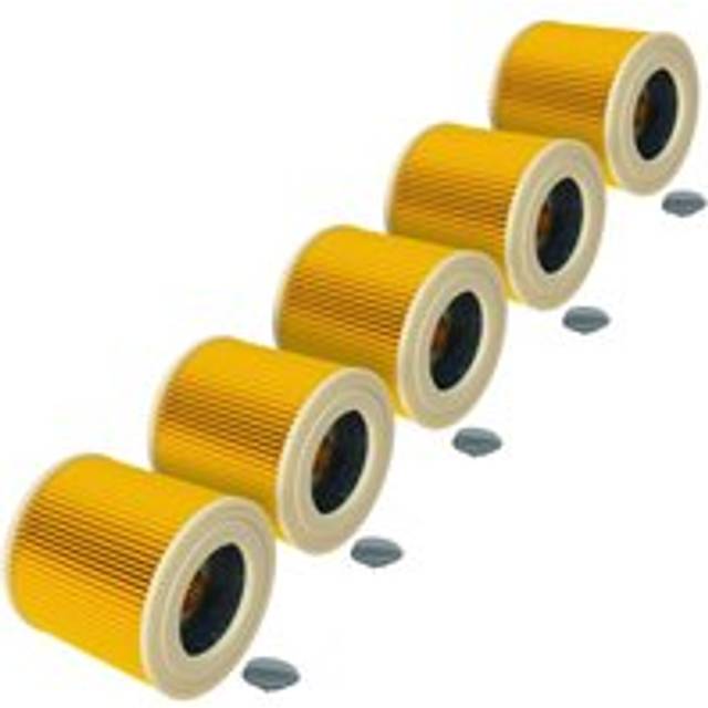 Vhbw - 5x Cartridge Filter compatible with Kärcher wd 2 Plus V-18, wd 2 Plus v-c, wd 2 Plus V-4, wd 3 s V-20, wd 3 s V-17 Vacuum Cleaner - Yellow