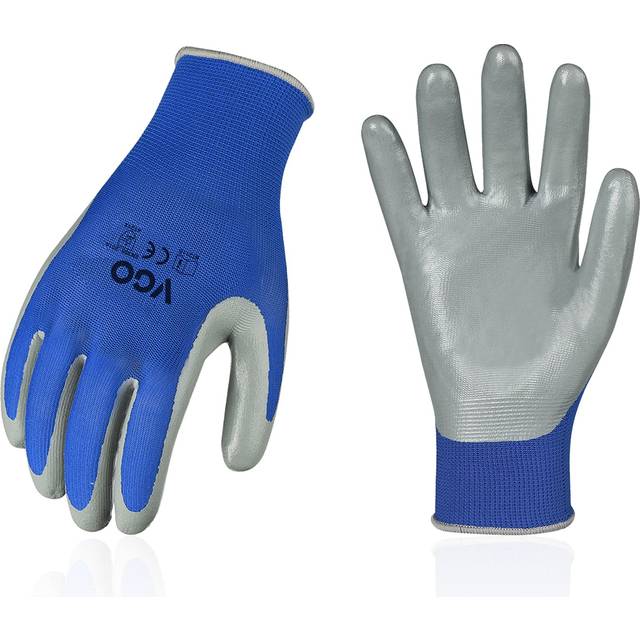 Vgo 10-Pairs Safety Work gloves  gardening gloves  Non-Slip Nitrile coating  Dipping gloves Size M  Blue  NT2110