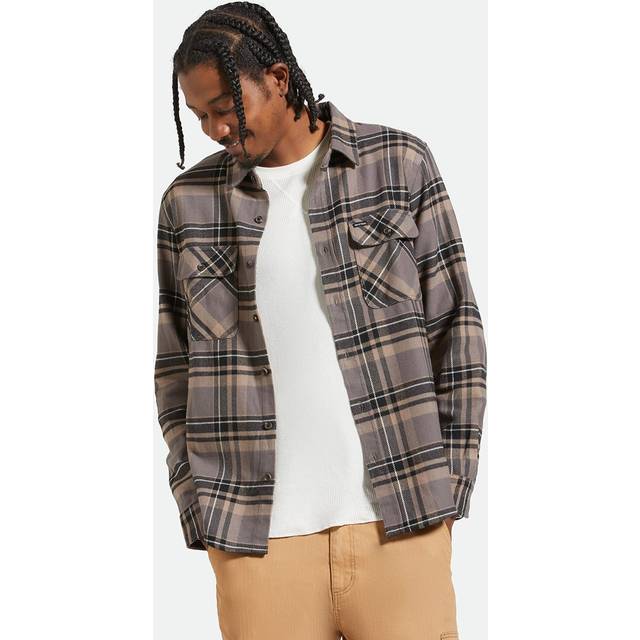 Brixton - Bowery Flannel Charcoal/Black/Cinder Grey - Shirt - grey - M - 60% Cotton, 23% Polyester, 17% Polyacrylic,Flanell,gid://shopify/Metaobject/67408199917