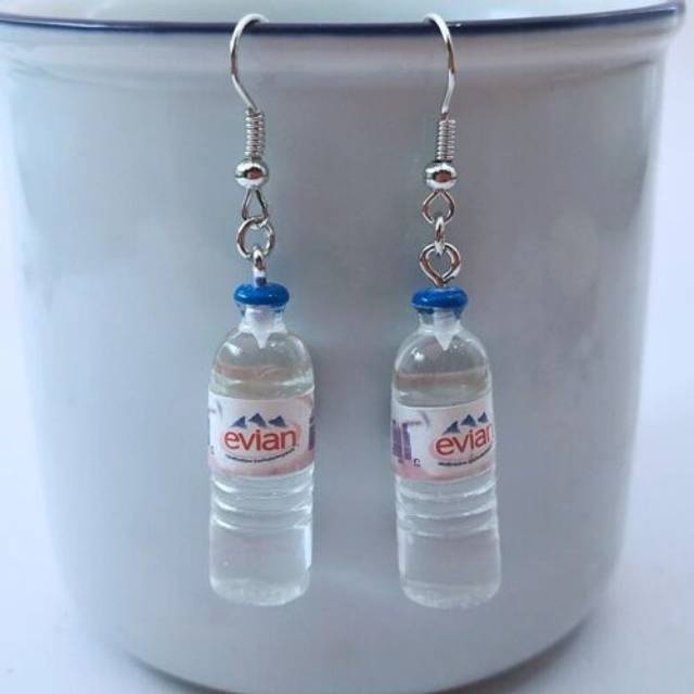 Evian water bottle earrings gift birthday christmas novelty funny