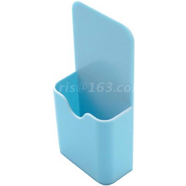 (Blue) Plastic Magnetic Pen Holder Erase Marker Storage Box Pencil Organizer
