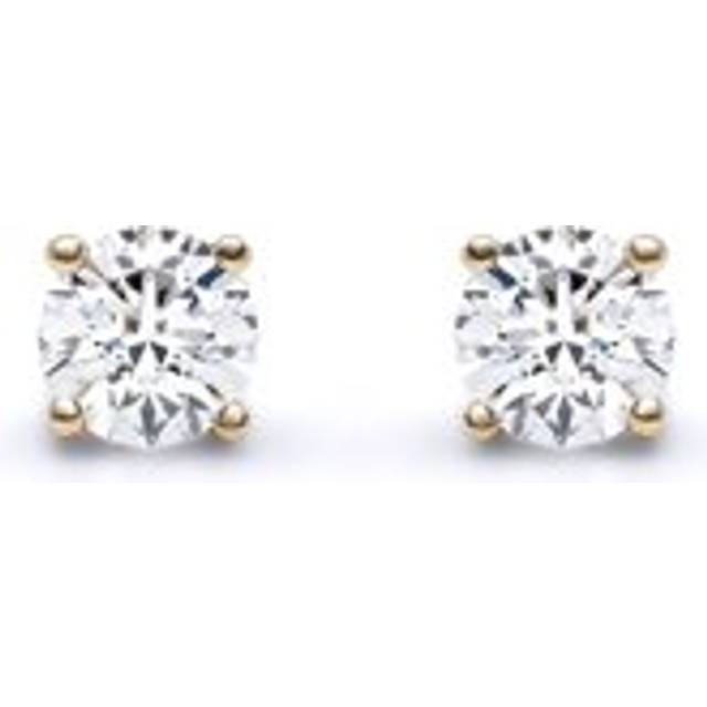 Jewelco London Solid 9ct Yellow Gold Set Round Brilliant D / VS Lab Grown 0.50ct Diamond Solitaire Stud Earrings - LAB9E092-050