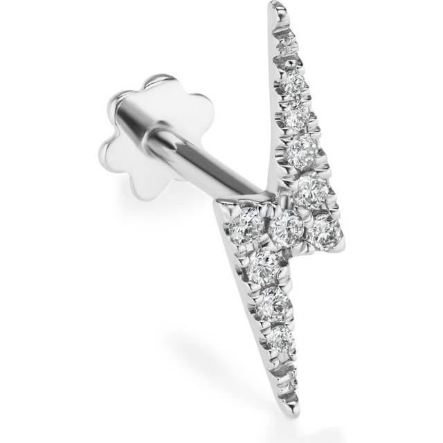 Maria Tash White Gold Diamond Lightning Bolt Threaded Stud Earring - 11mm