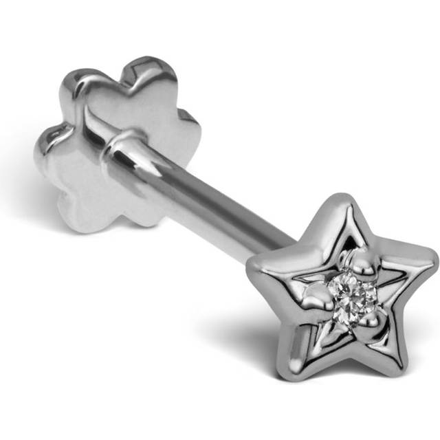 Maria Tash White Gold and Diamond Solitaire Star Threaded Stud Earring - 3mm