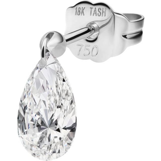 Maria Tash Floating Pear Diamond Charm Single Stud Earring - White - 7mm