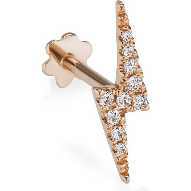 Maria Tash Rose Gold Diamond Lightning Bolt Threaded Stud Earring - 11mm