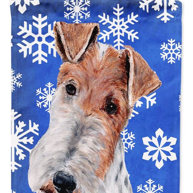 Caroline's Treasures SC9772GF Wire Fox Terrier Winter Snowflakes Flag  Small  Multicolor