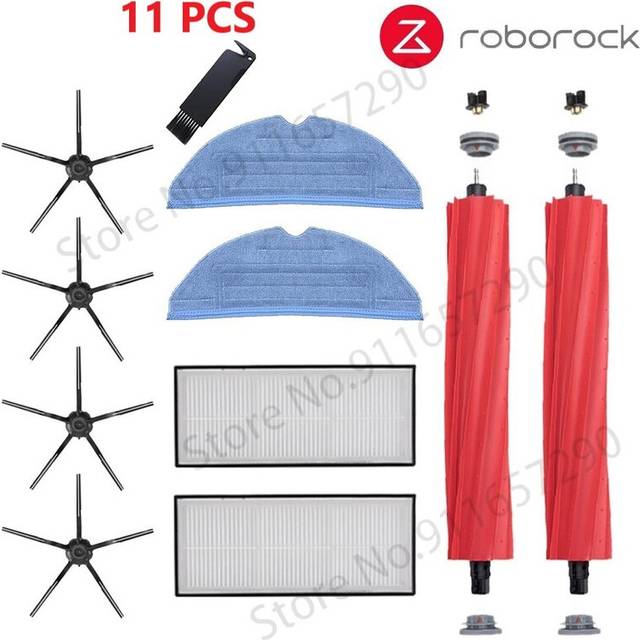 (Black 11pcs) Roborock S7 S70 S75 S7Max s7MaxV T7S Plus Main Brush Hepa Filter Mops