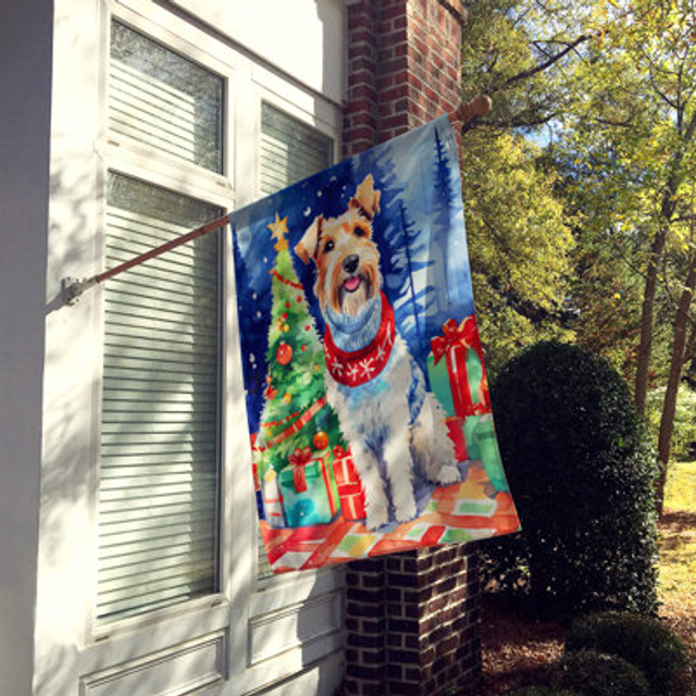 Carolines Treasures DAC3689CHF 40 x 28 in. Unisex Wire Fox Terrier Christmas Polyester House Flag