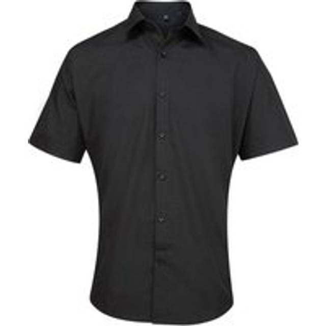 Premier Mens Supreme Heavy Poplin Short Sleeve Work Shirt (Black) - Size 18R