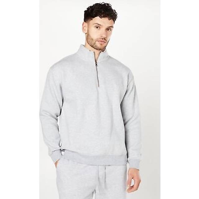 Mens Half Zip Jersey Sweatshirt - Grey Marl - L