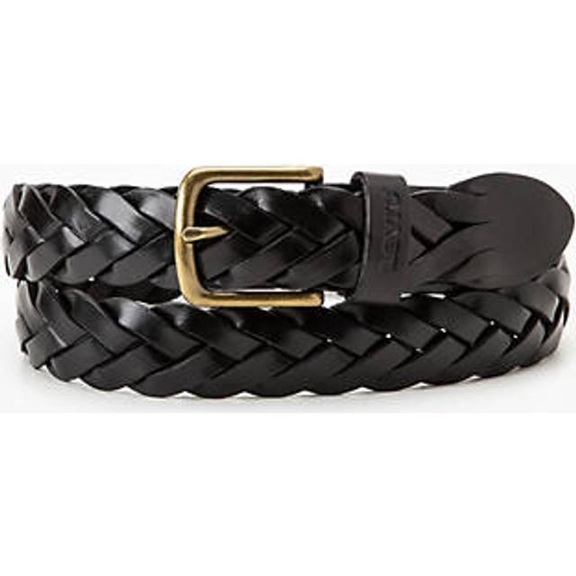Flätat läderbälte - Black - 85