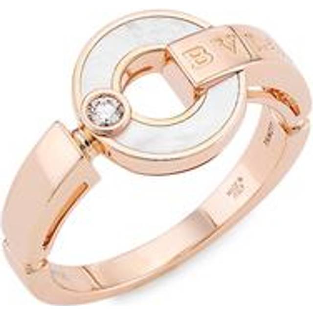 Bvlgari Womens Rose Gold 18ct Rose-gold, 0.04ct Brilliant-cut Diamond and Mother-of-pearl Ring 52mm - ROSE GOLD