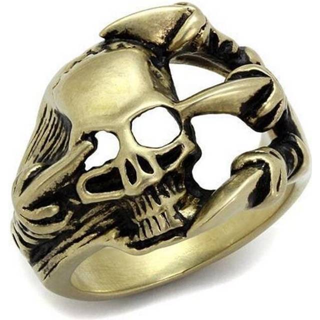 Alamode TK2464-8 IP Antique Copper Stainless Steel Ring with Epoxy, Jet - Size 8
