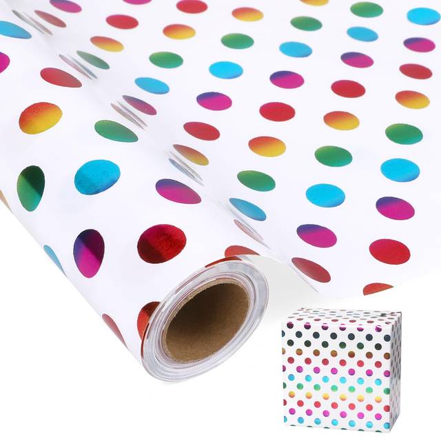 FUHITIM Christmas Wrapping Paper  Gift Wrapping Paper  Wrapping Paper Roll  Colored Polka Dots Design for Christmas  Birthday  Holiday  Party  Baby Sh