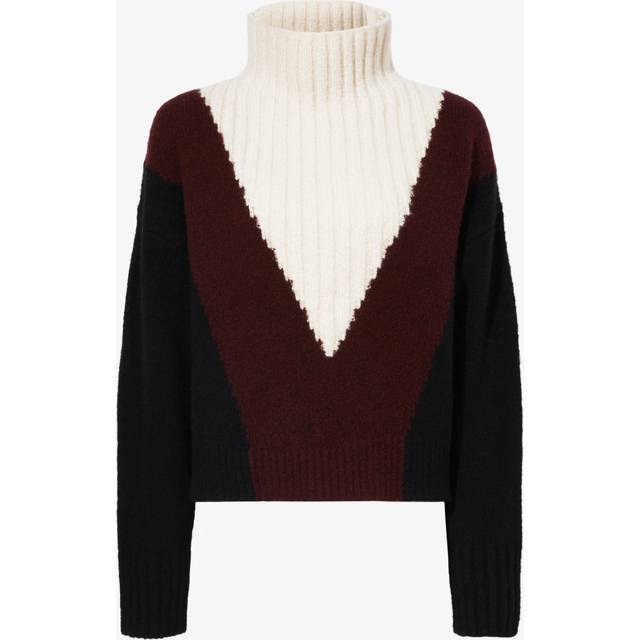 Alma Graphic Cashmere Turtleneck Sweater - RED MULTI - X-Large