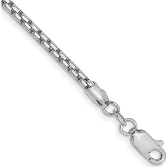 14K White Gold 2.45 mm Semi-Solid Round Box Chain 7 in. Bracelet